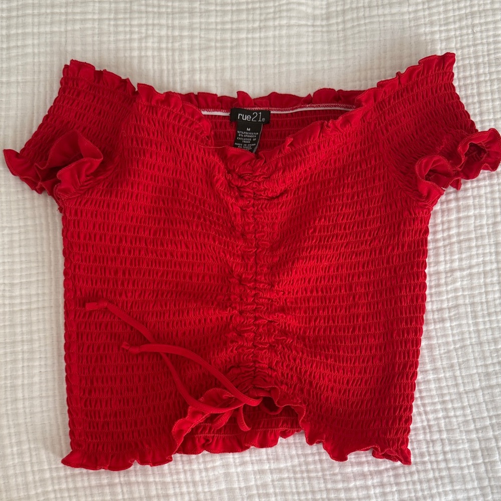 Rue21 Vibrant Red Ruffled Blouse